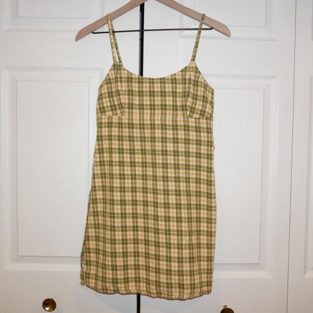 Brandy-melville Women's Green and Yellow Dress
